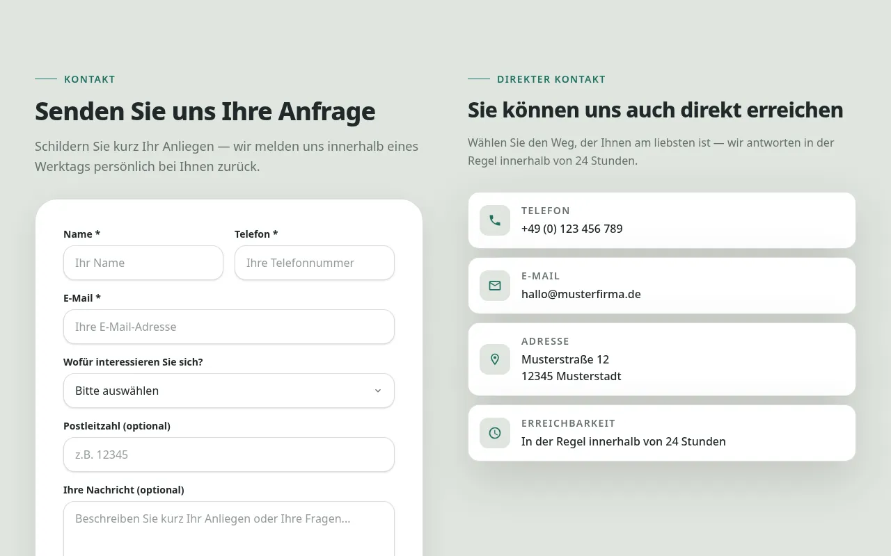 Vorschau ContactFormCards