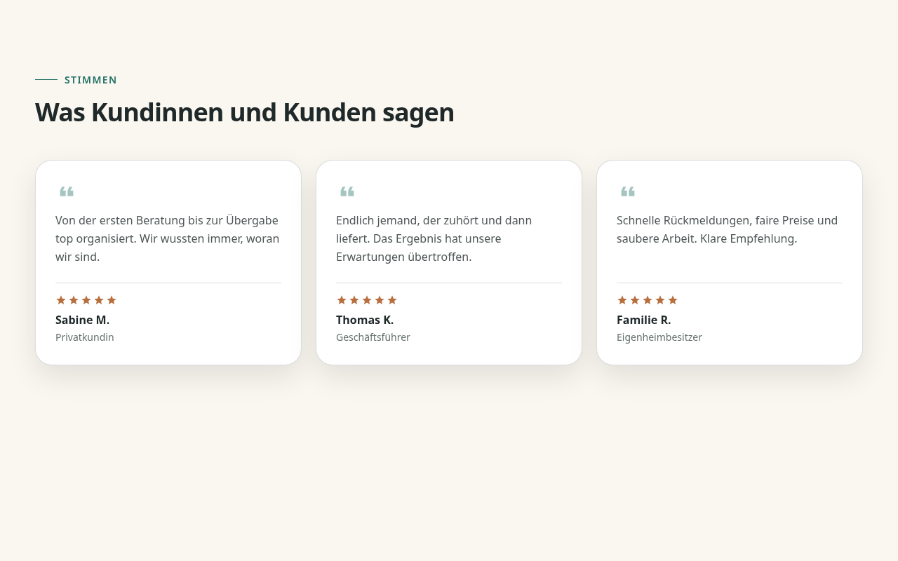 Vorschau TestimonialsCards