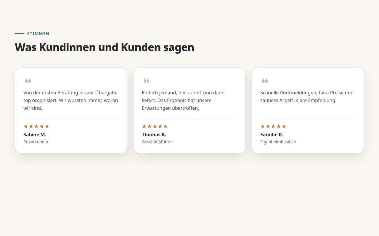 Vorschau TestimonialsCards